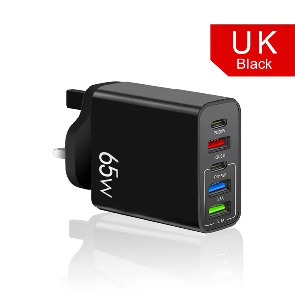 3.1A Standard 65W fast charging mobile phone charger type-c PD + 3USB multi-port travel charging head