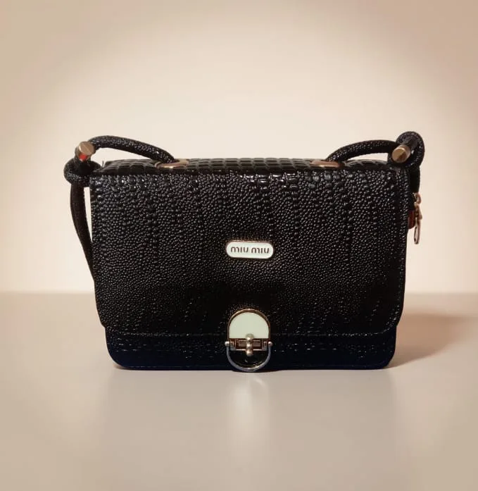 Ladies Croc-Embossed Flap Crossbody Bag – Classic Turn-Lock Box Style | Classic Black